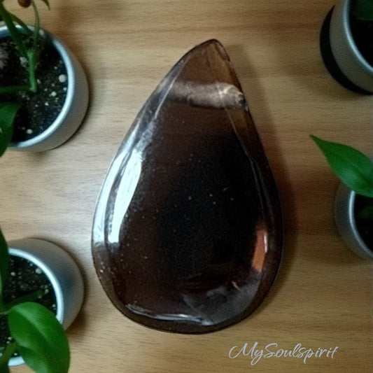 RAUCHQUARZ Kettenanhänger gebohrt mit Lederband Tropfenform