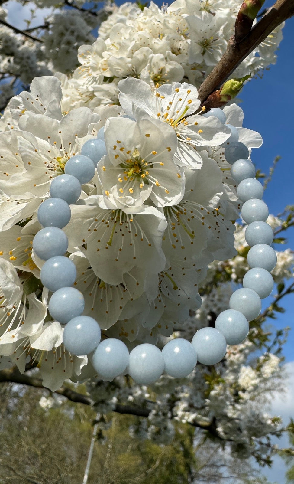 Angelit Armband 6 mm Perlenarmband