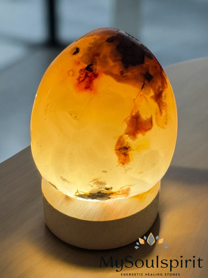 Kirschblüten Chalcedon optional mit LED-Beleuchtung USB-Stecker