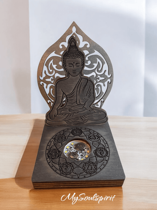 Buddha Leuchtständer für Heilsteine / Edelsteine und Kristalle - Ständer