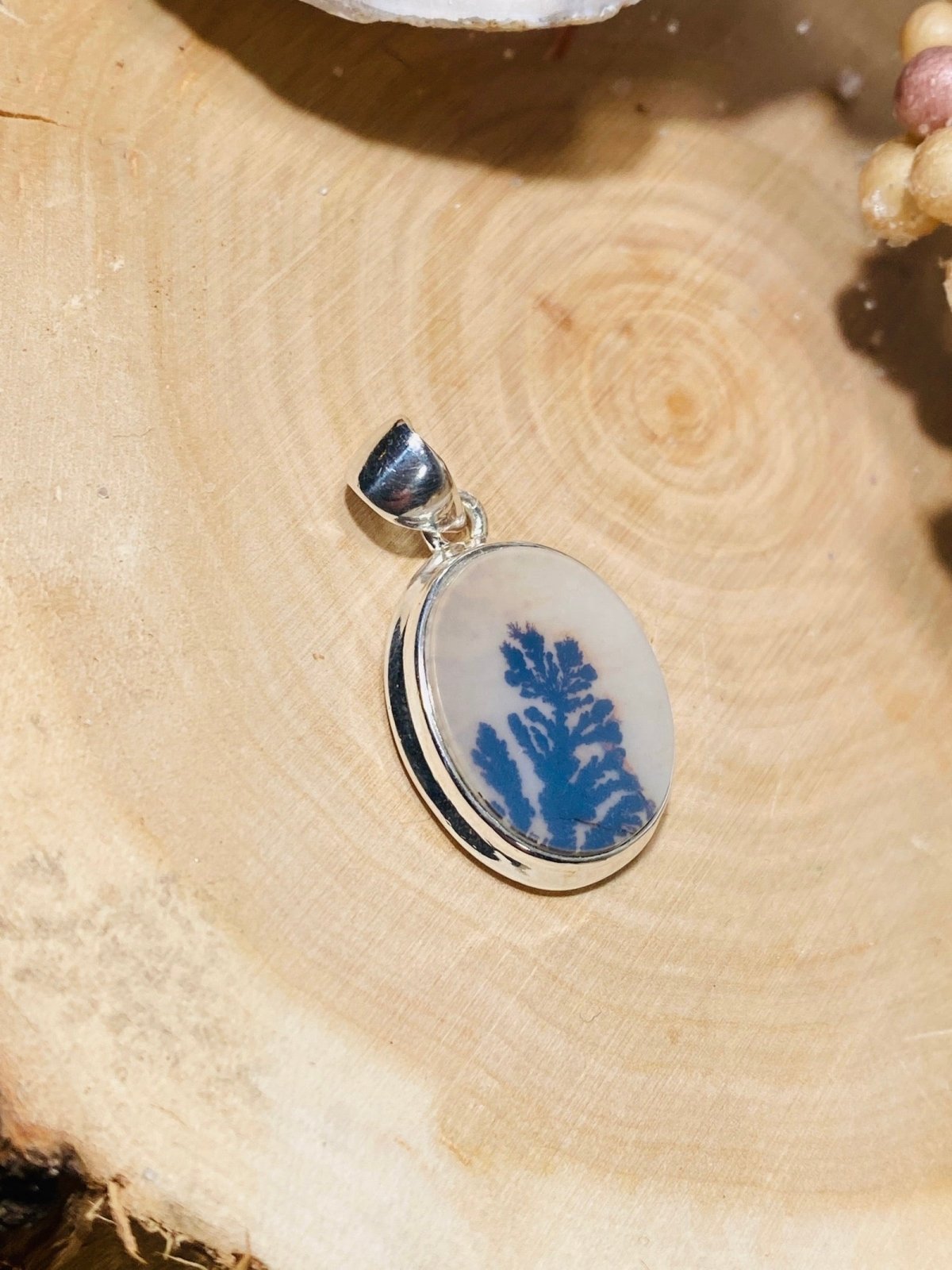 Dendriten ACHAT Kettenanhänger 925er Silber - Halskette