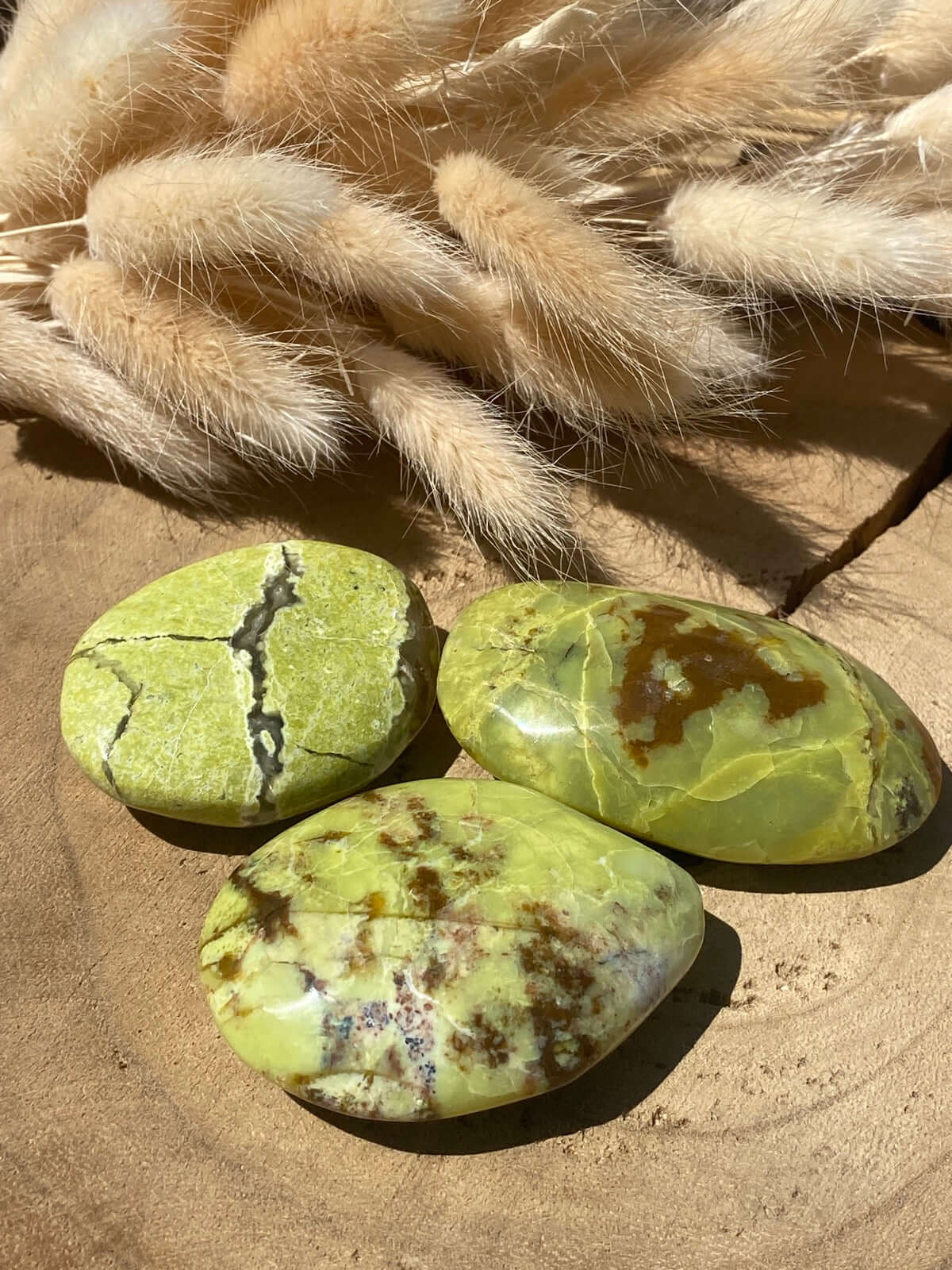 Grüner OPAL Seifensteine / Handschmeichler 2 Stück -