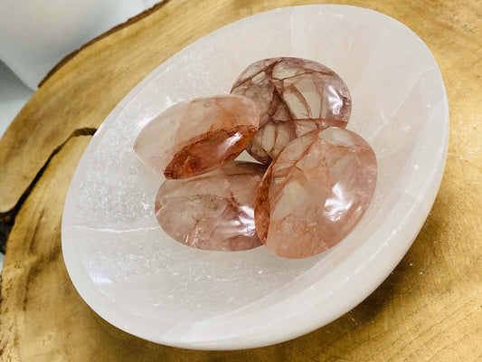 HÄMATOID / FEUERQUARZ Handschmeichler / Meditationssteine 100+ Gramm - Handschmeichler