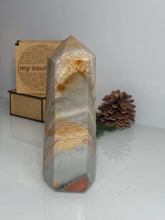 Polychrom JASPIS Turm 16 cm / Gewicht 713 Gramm - Heilstein