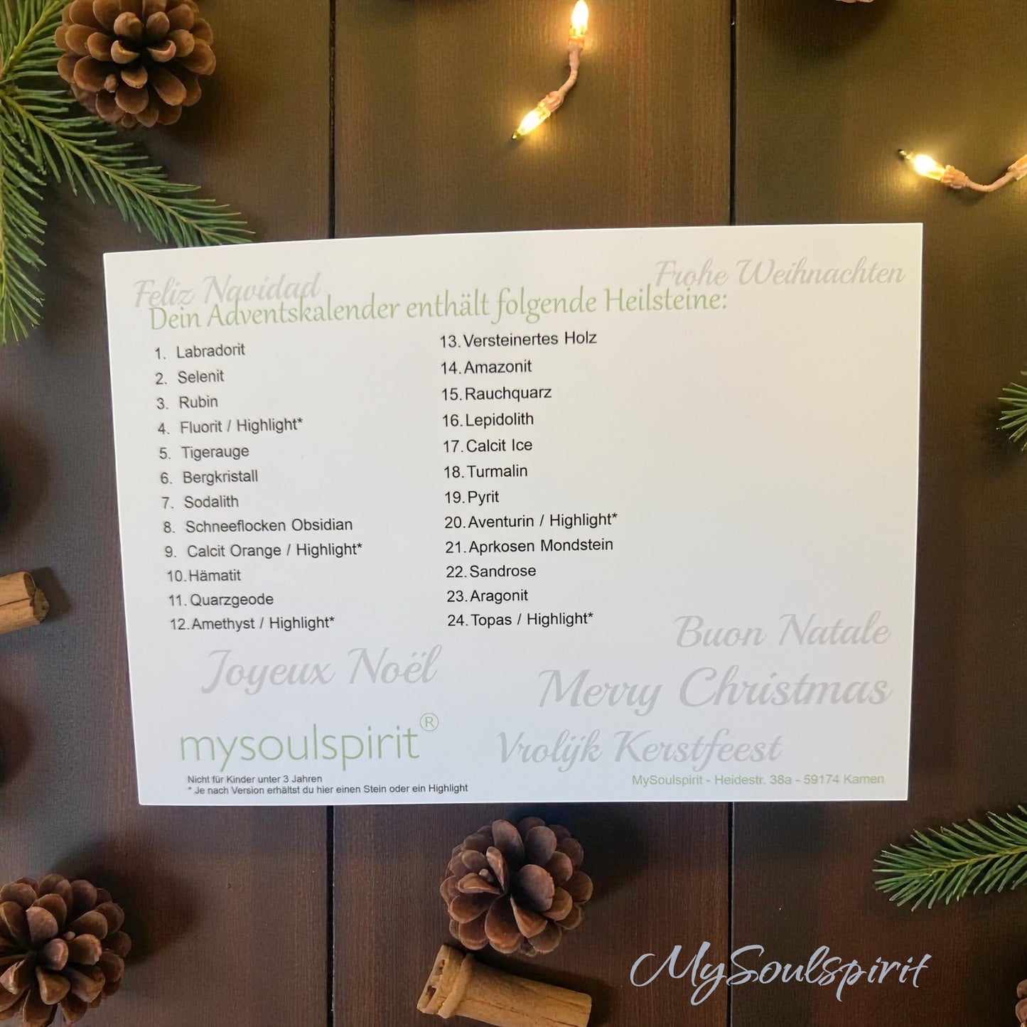 Edelstein-Adventskalender 2025 - 24 Türchen voller Magie!