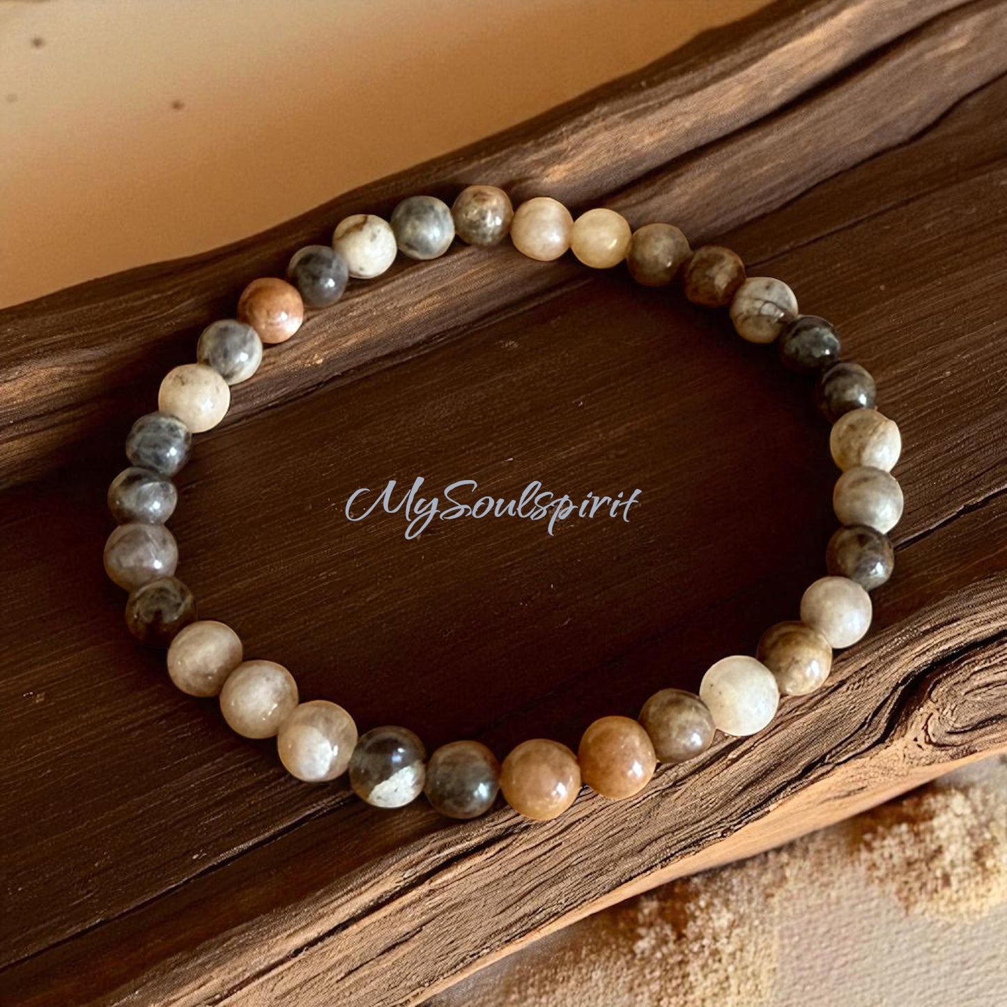MOONSTONE Apricot bracelet with 6mm beads