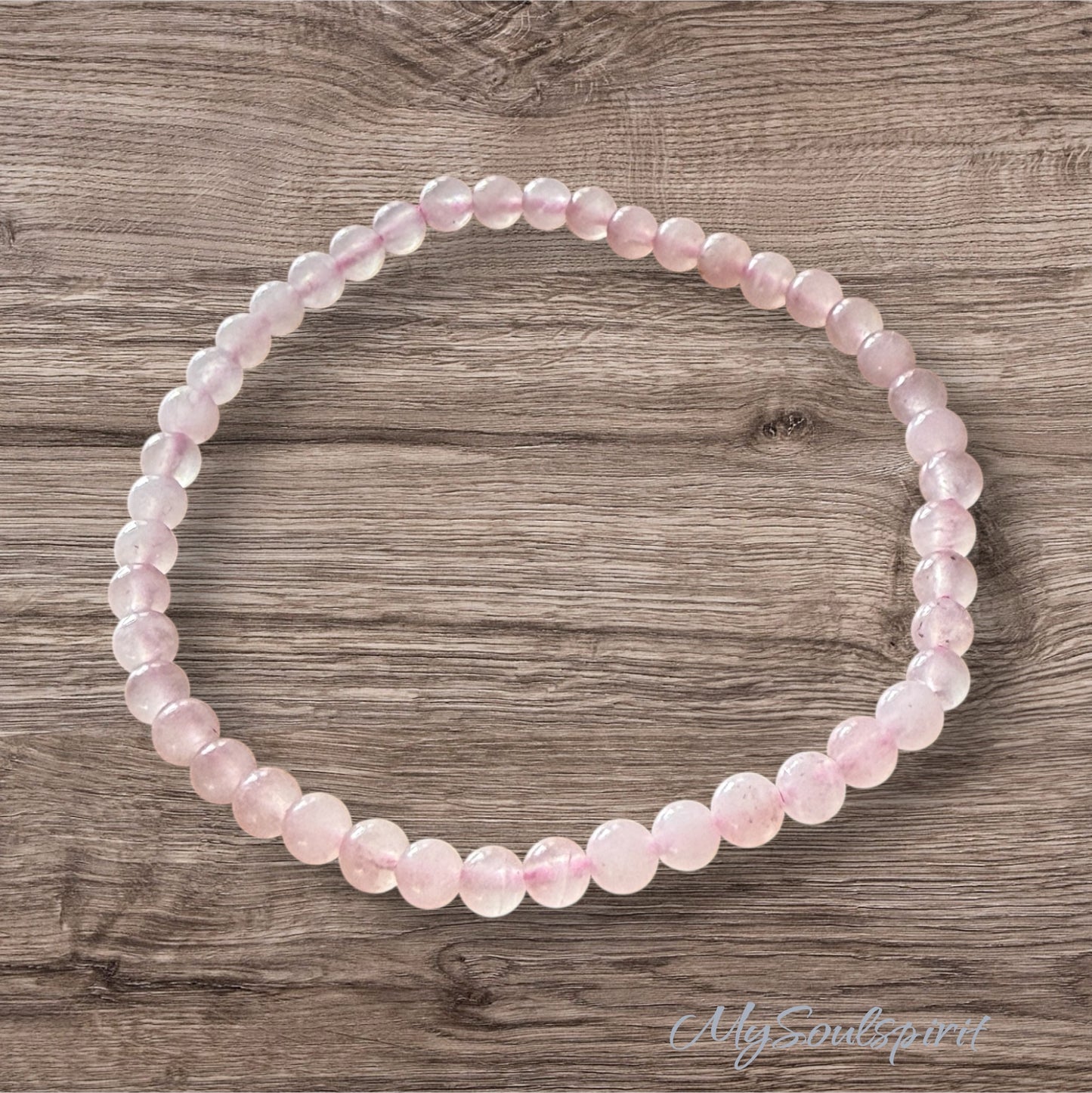 Rosenquarz Armband mit 4 mm Perlen