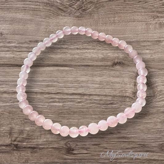 Rosenquarz Armband mit 4 mm Perlen