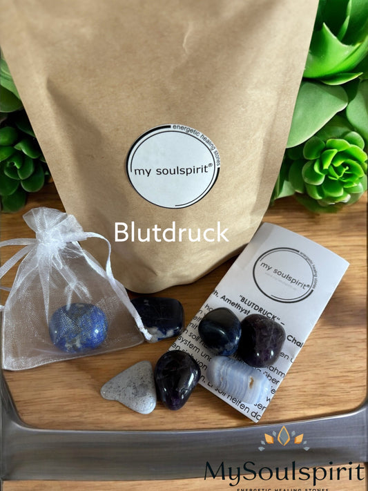 Blutdruck Trommelstein Set als Detailaufnahme. 
