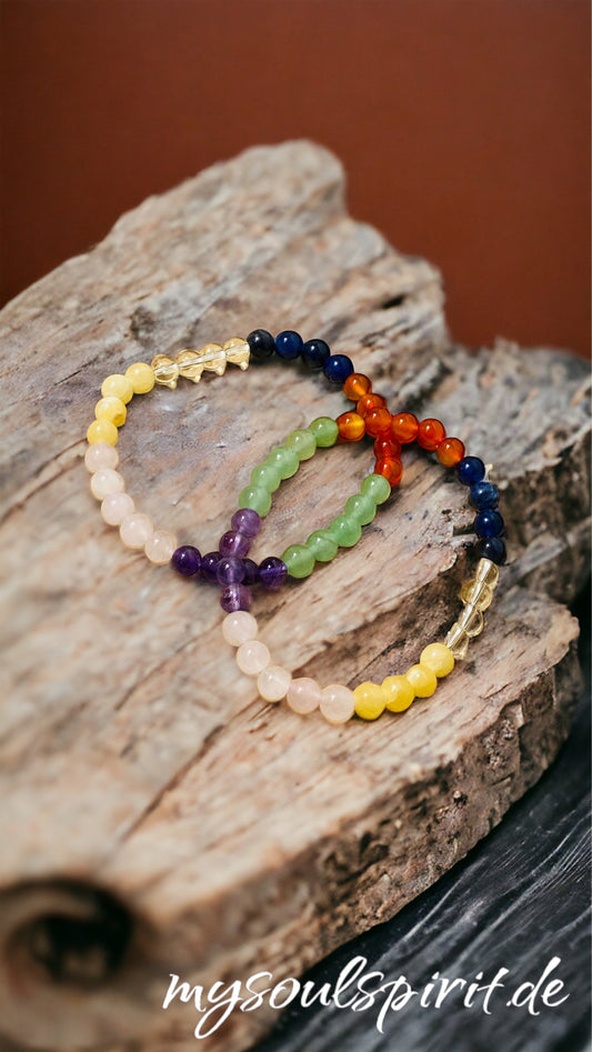 CHAKRA bracelet cristal de roche sodalite cornaline aventurine améthyste quartz rose agate jaune