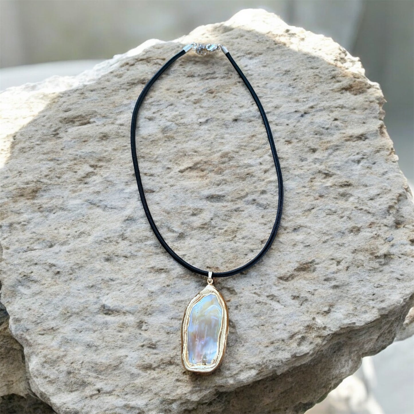 Perlen Muschel Anhänger - Statement Kette