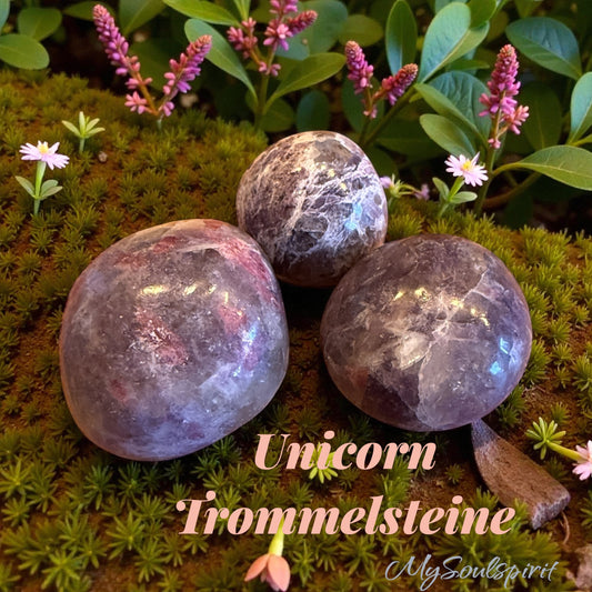 UNICORN Trommelsteine 100 Gramm ( LEPIDOLITH mit rotem TURMALIN)