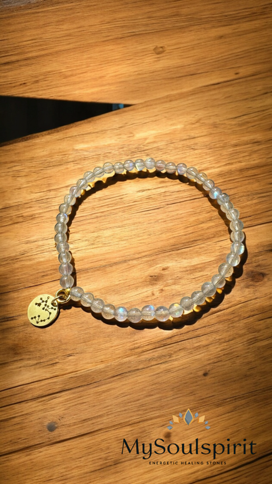 Labradorit Armband 4 mm Perlen mit Sternzeichen Schütze