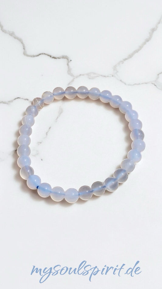 CHALCEDON blau Heilsteinarmband aus 6 mm Perlen
