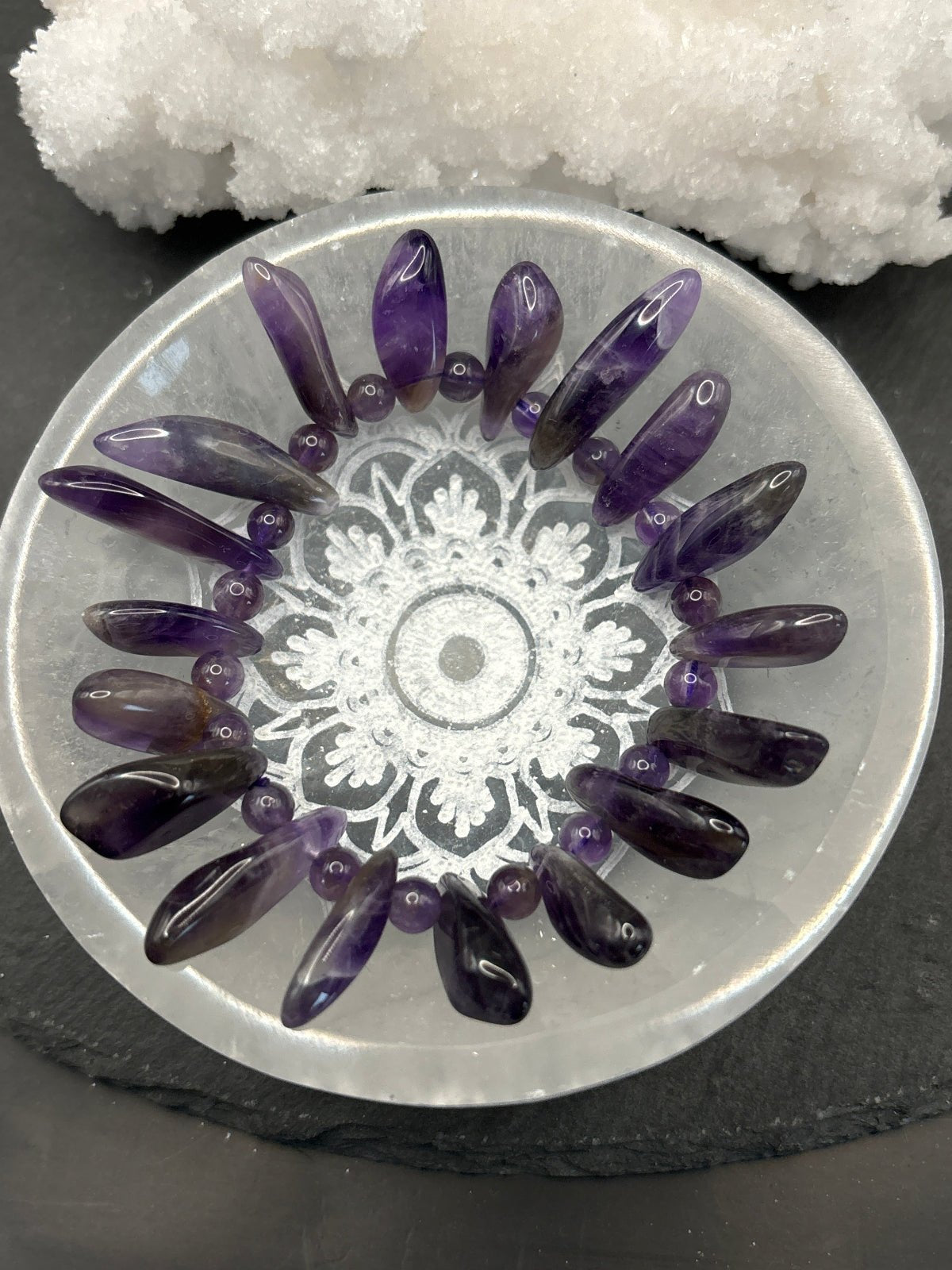 AMETHYST Splitterarmband - große Splitter & Perlen - Armband
