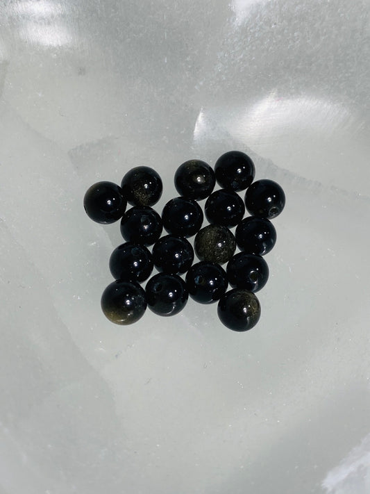 Perles d'obsidienne - 10 pièces