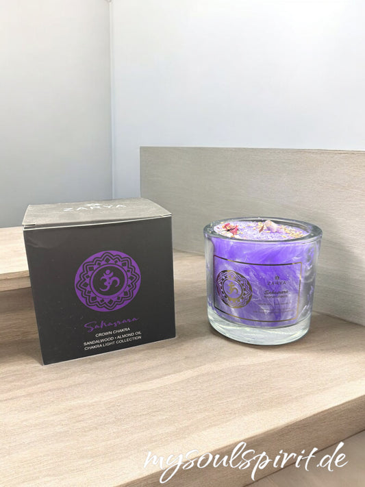 KRONEN-CHAKRA Kerze - mit Amethyst & Lavendel