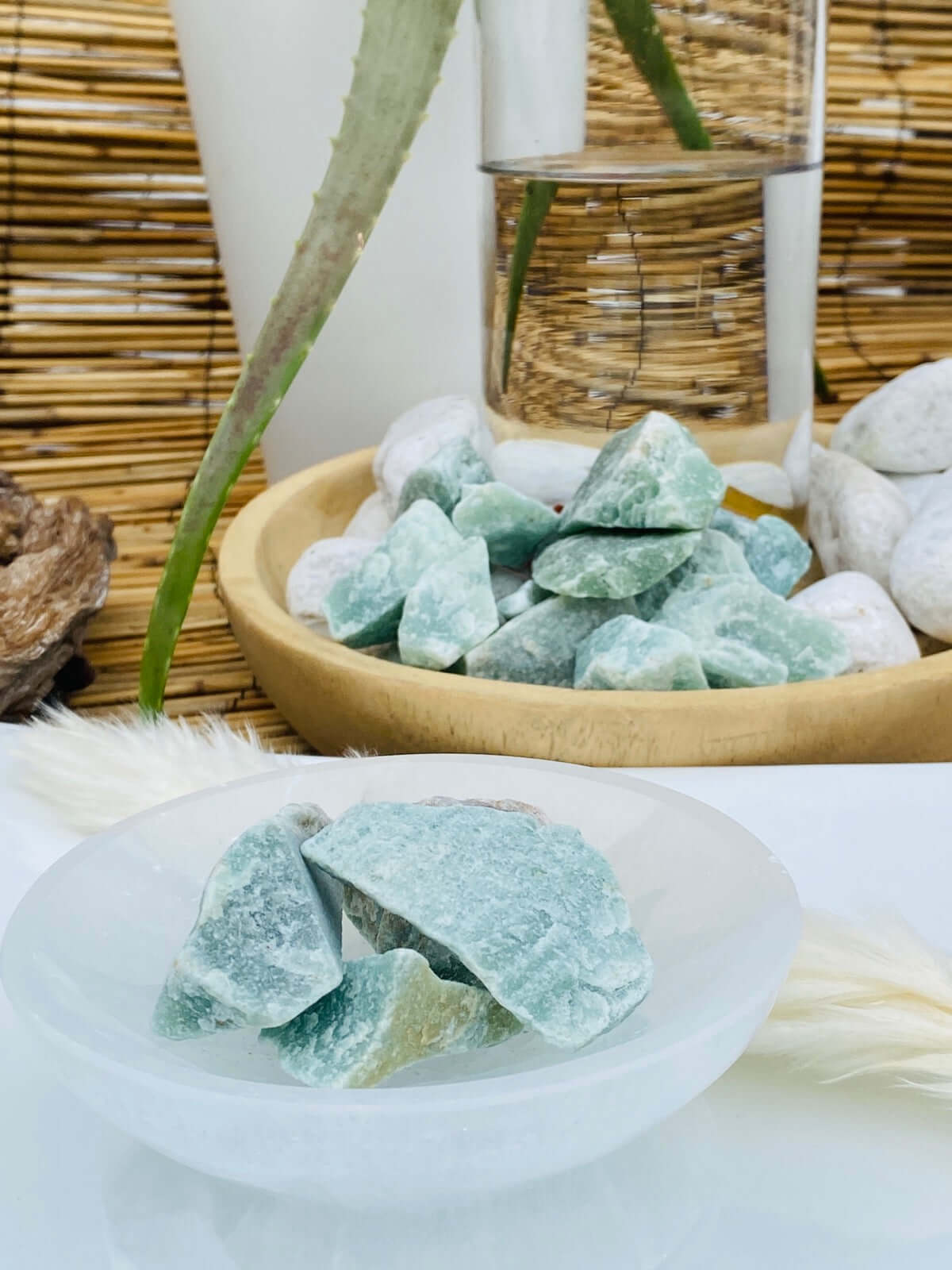 my soulspirit® 200 grammes de pierres à eau - calcite verte brute - pierre 100% naturelle