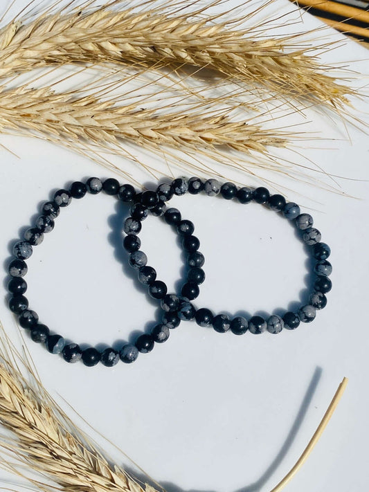 Bracelet flocon de neige OBSIDIAN - vous donne de la force et soulage les peurs